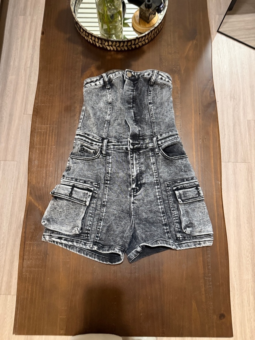 Romper Black Denim Cargo Tube